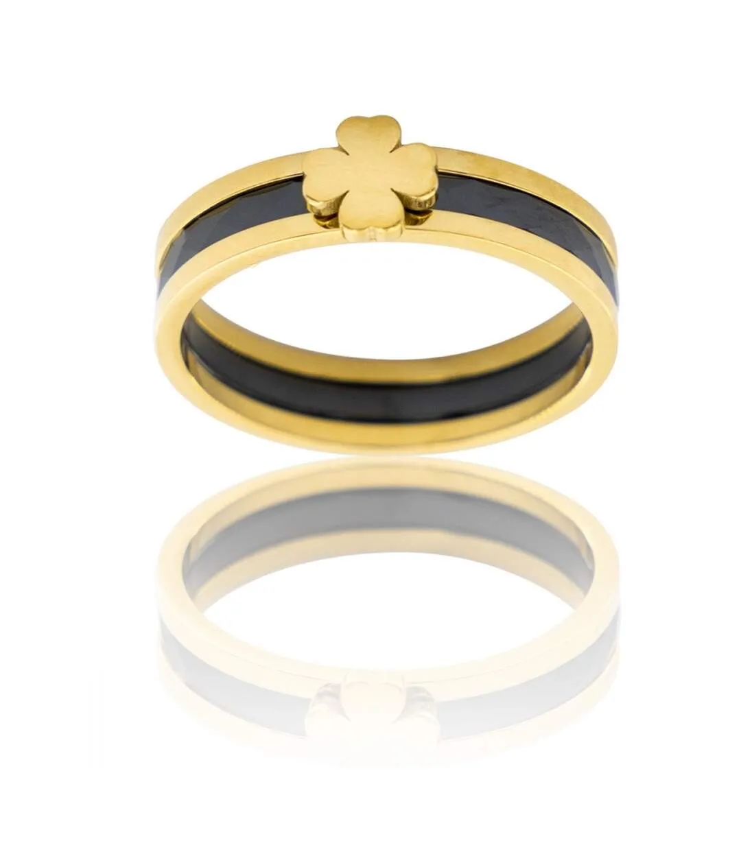 Coffret Bague Femme Céramique Acier Trêfle
