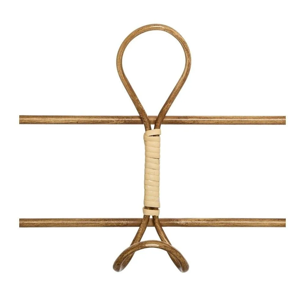 Patère en métal et rotin 5 crochets l 76cm